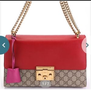 SALE! Gucci Padlock Medium Shoulder Bag in GG Supreme Canvas and Bicolor Leather